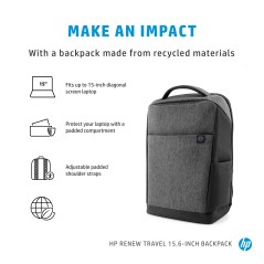 HP Renew 156" Black Polyester Backpack - Sustainable Design, Durable & Stylish